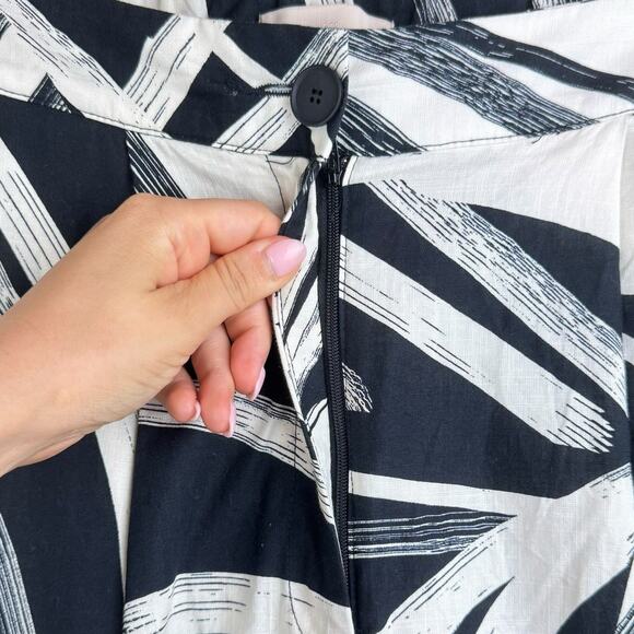 H&M 10 Tropical Pleated Wide Leg Zip Close Pull On High Rise Pants Deep Pockets - Picture 5 of 7